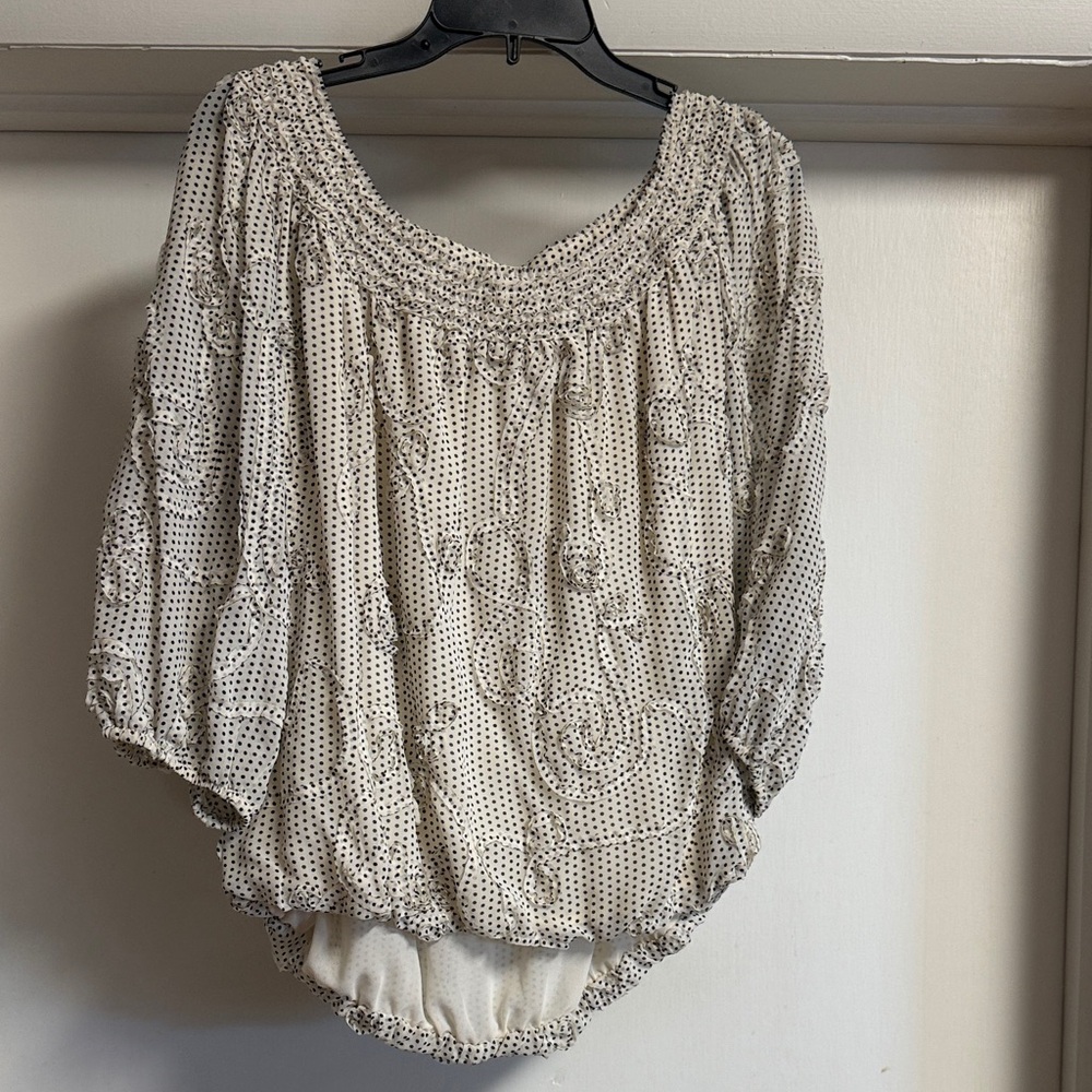 Studio M Cream Polka Dot Blouse